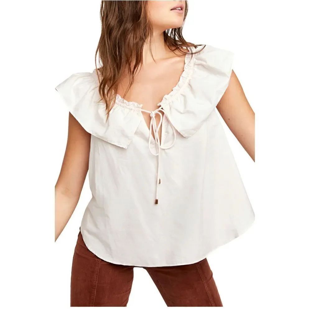 Free People | Far Out Ruffle Poplin Top